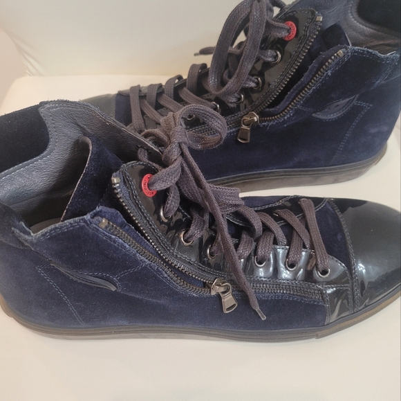 Moschino Men's Navy High-Top Sneakers Size 46/11.5 Made Italy - Picture 10 of 14